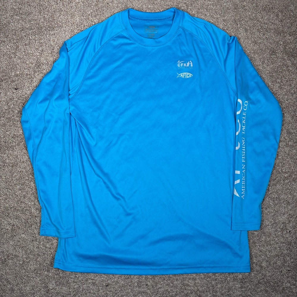 AFICO Anglers CFK Long Sleeve Fishing Shirt Sun Protection Bright Blue XL